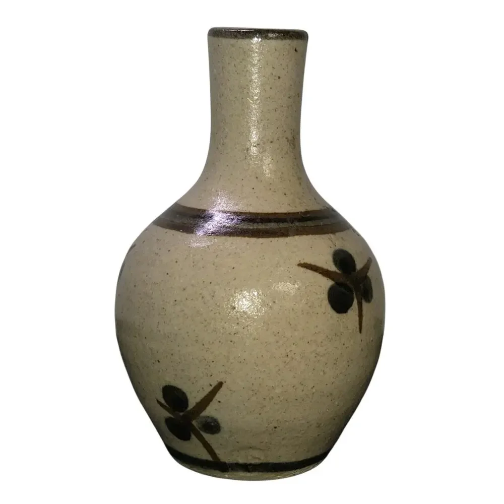 MCM Japanese Style Dragonfly Pottery Bud Vase Small Boho Weed Pot Vintage 80s